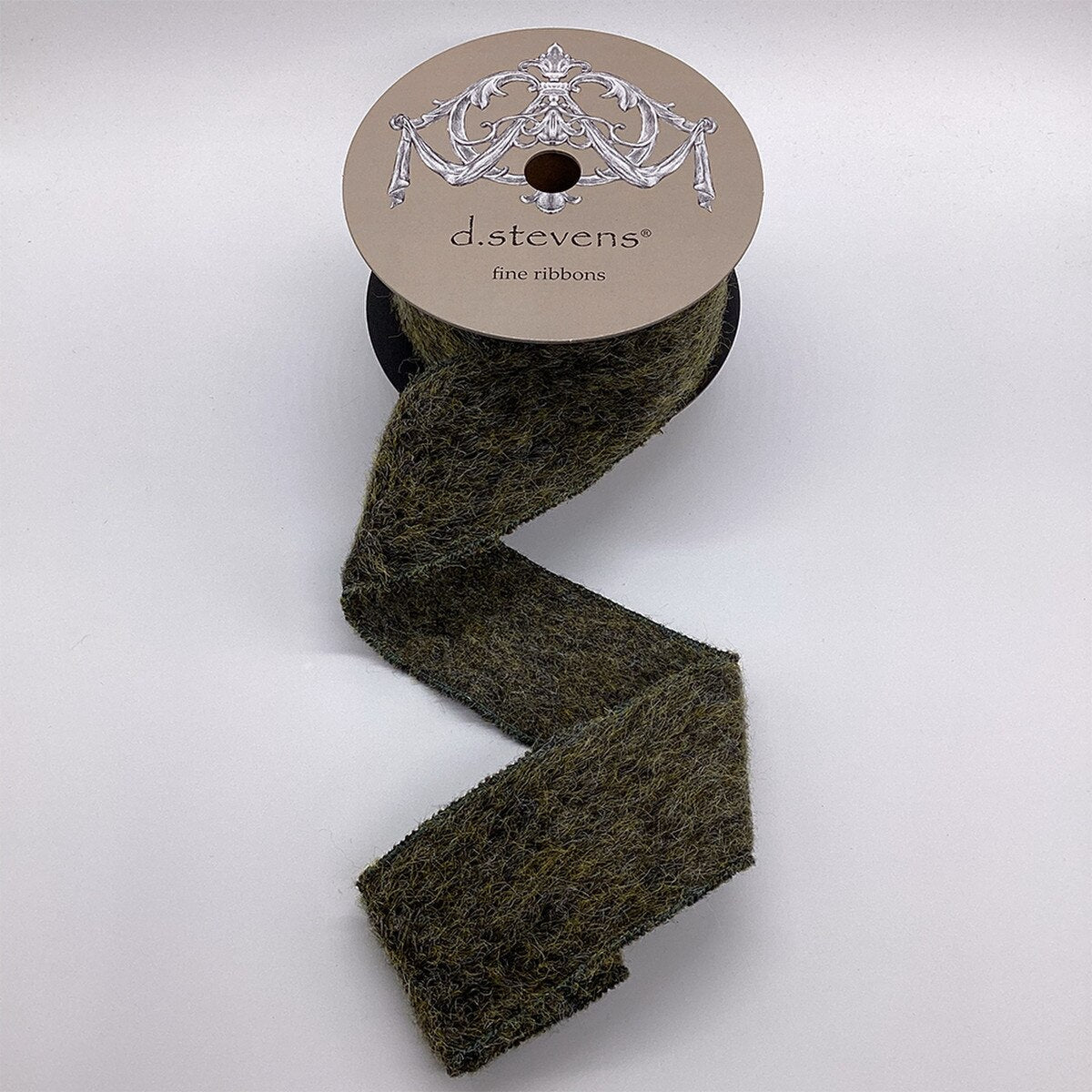 Moss Faux Fuzzy Wool Ribbon 2.5 Inch x 5 Yards