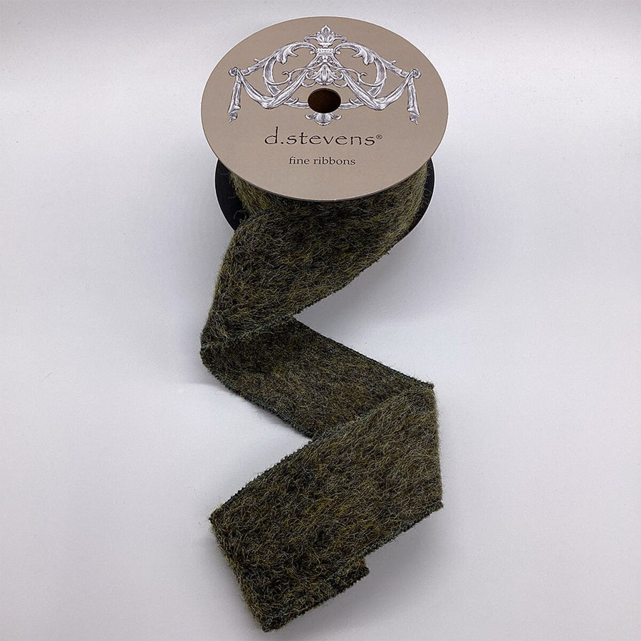 Moss Faux Fuzzy Wool Ribbon 2.5 Inch x 5 Yards