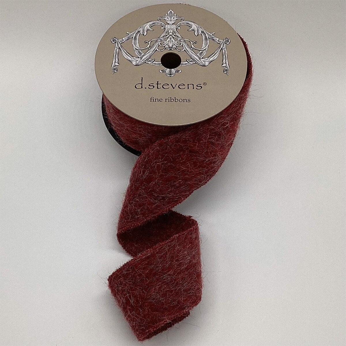 Burgundy Faux Fuzzy Wool Ribbon 2.5 Inch x 5 Yards