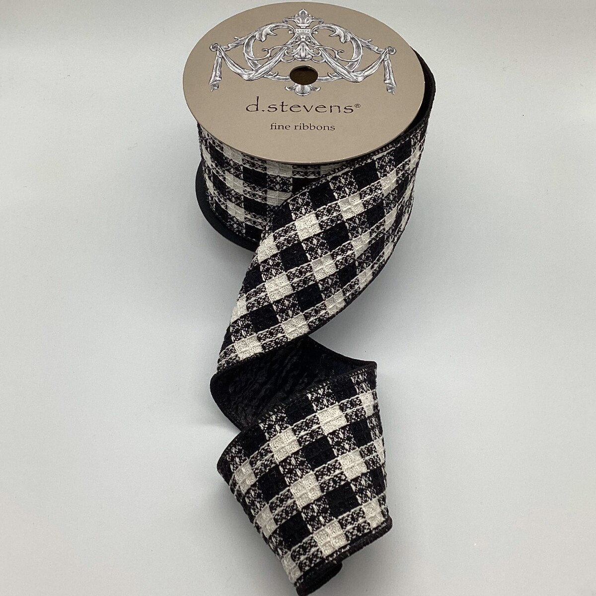 Knit Sweater Check Black White Ribbon 4 Inch x 10 Yards