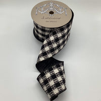 Knit Sweater Check Black White Ribbon 4 Inch x 10 Yards