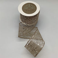 Platinum Glitter Mesh Ribbon 2.5 Inch x 10 Yards