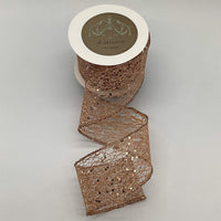 Blush Glitter Mesh Ribbon 2.5 Inch x 10 Yards