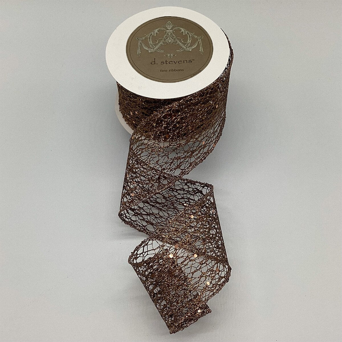 Glitter Mesh Ribbon Brown 2.5 Inch x 10 Yards
