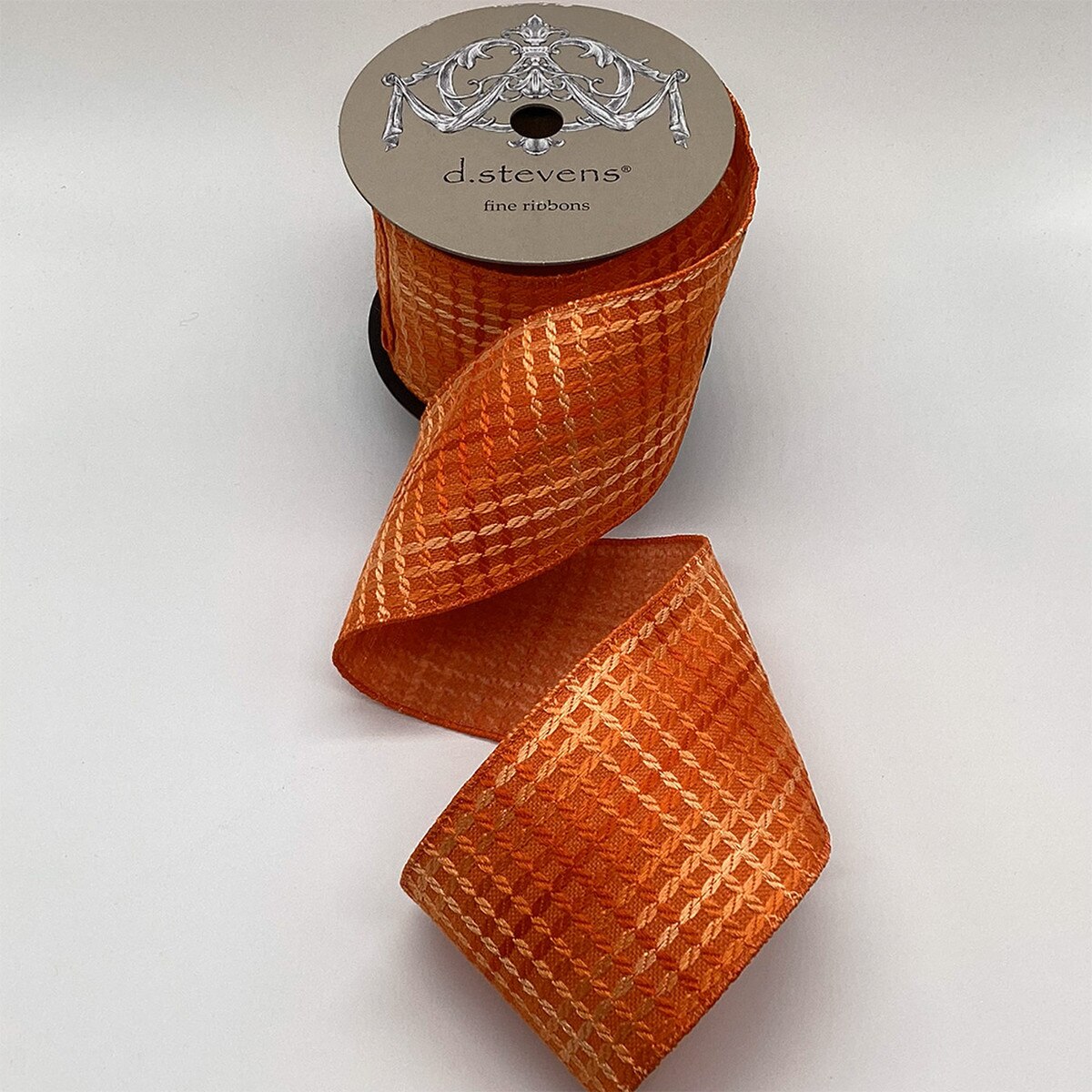 Orange Linen Crisscross Pattern Ribbon 4" x 10 Yds