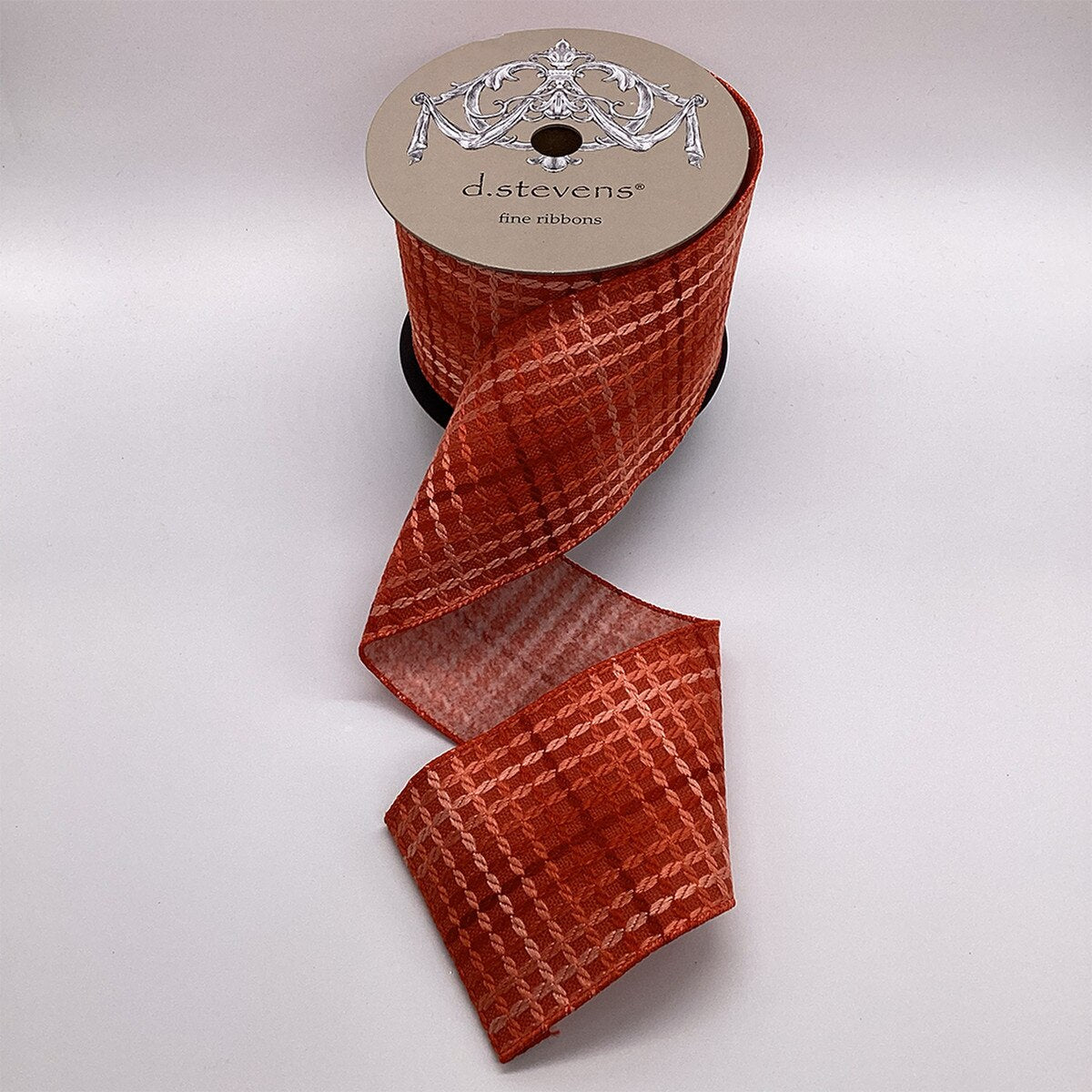 Persimmon Linen Crisscross Pattern Ribbon 4" x 10 Yds