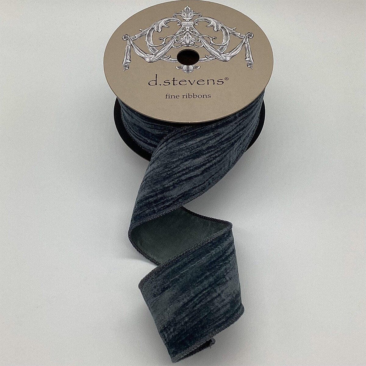 Grey Blue Velvet Satin Back Ribbon 2.5" x 10 Yds