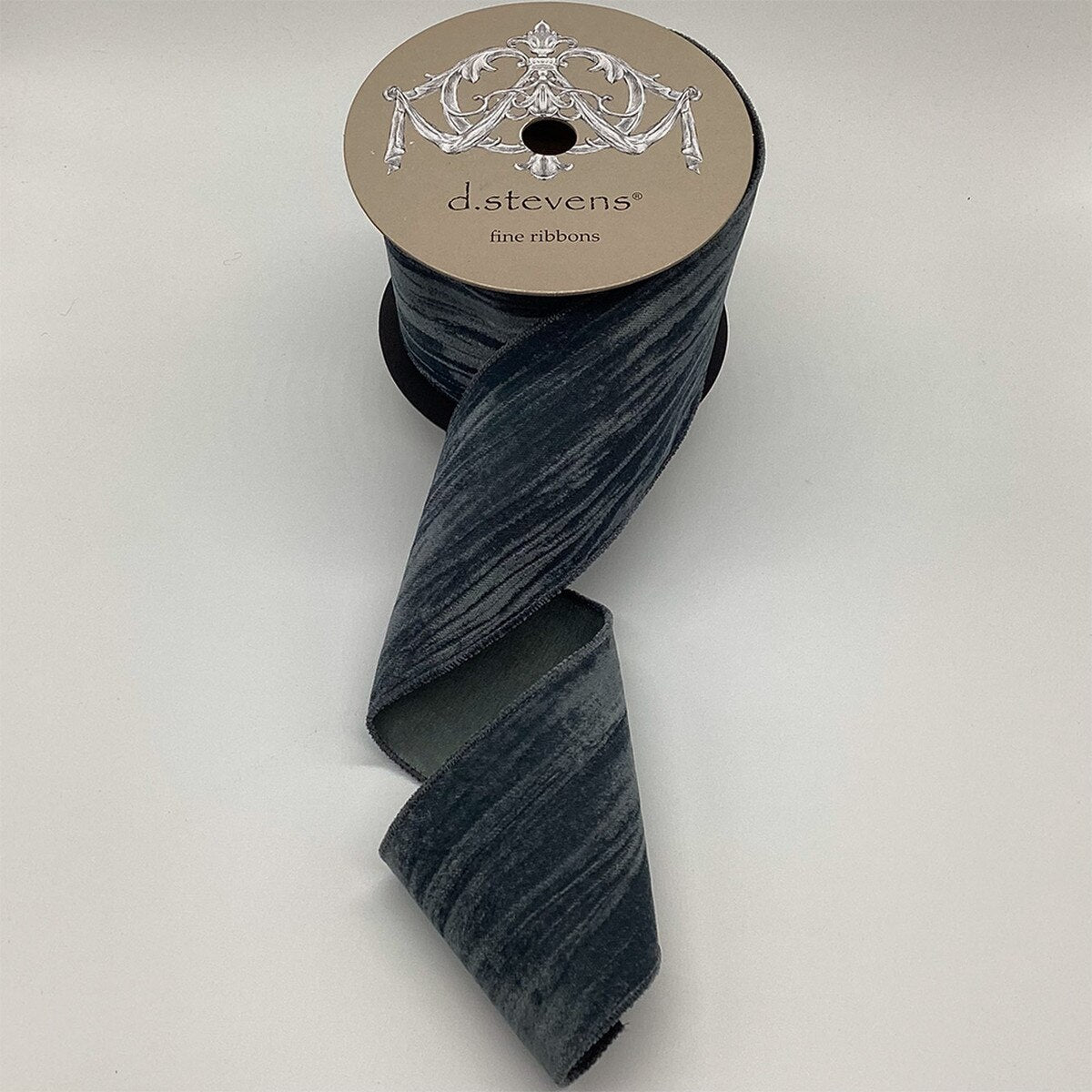 Grey Blue Satin Back Velvet Ribbon 4" x 10 Yds