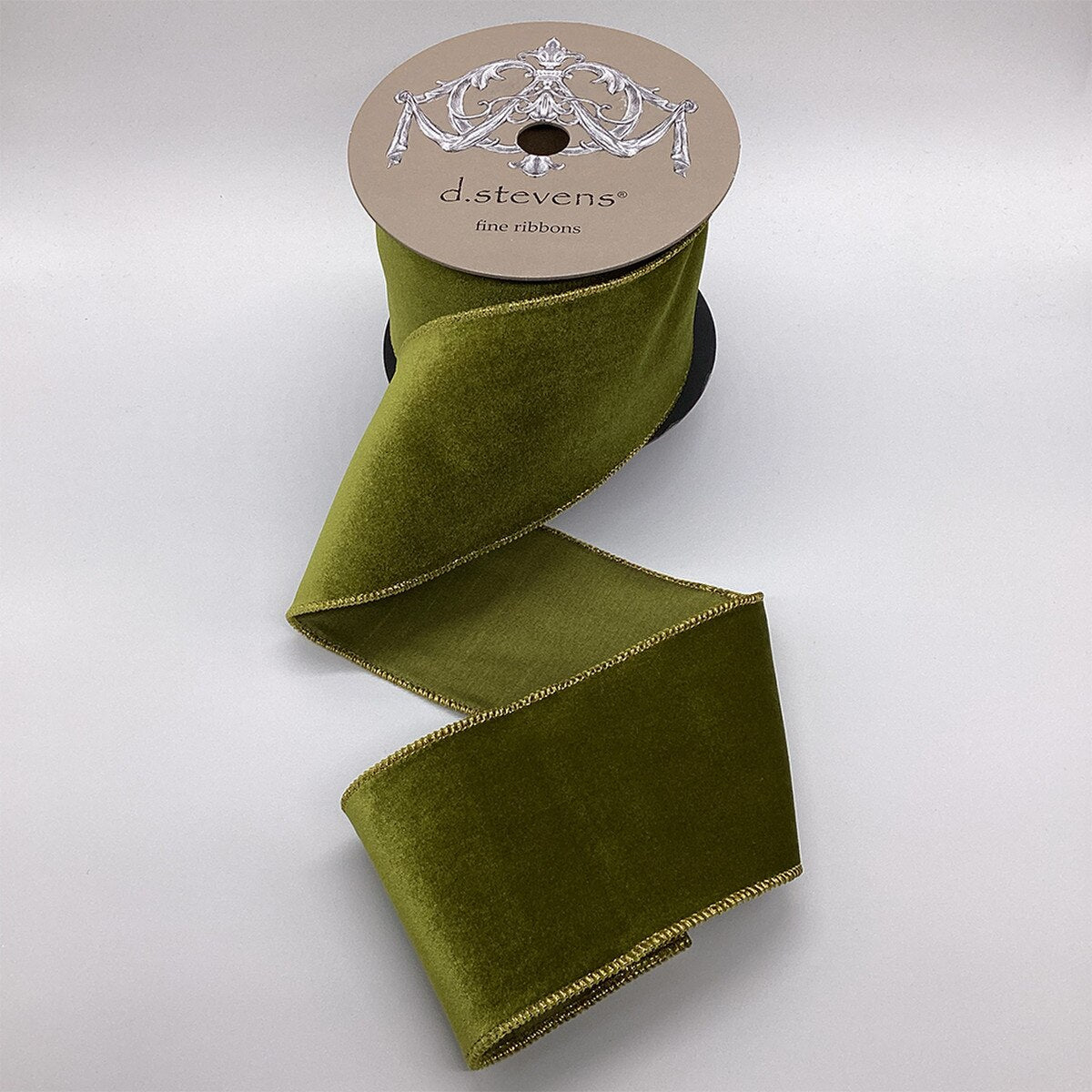 Olive Velvet Satin Back Ribbon 4 Inch x 10 Yards