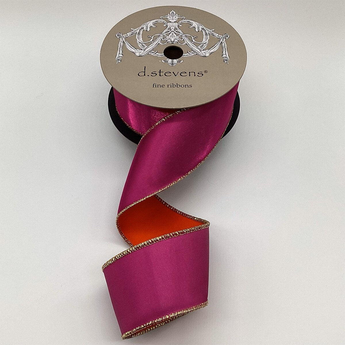 Fuchsia Satin Ribbon with Orange Back 2.5" x 10 Yds