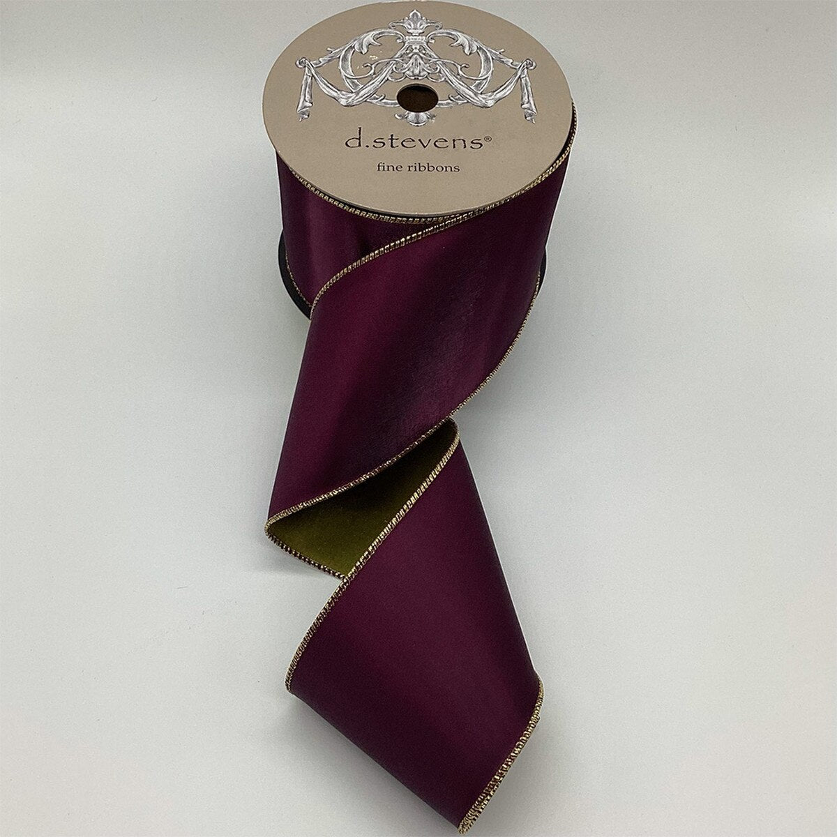 Gold Velvet Lame Back Wine Ribbon 4 Inch x 10 Yards