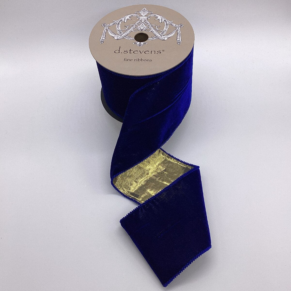 Royal Blue Velvet Gold Lame Back Ribbon 4" x 10 Yds