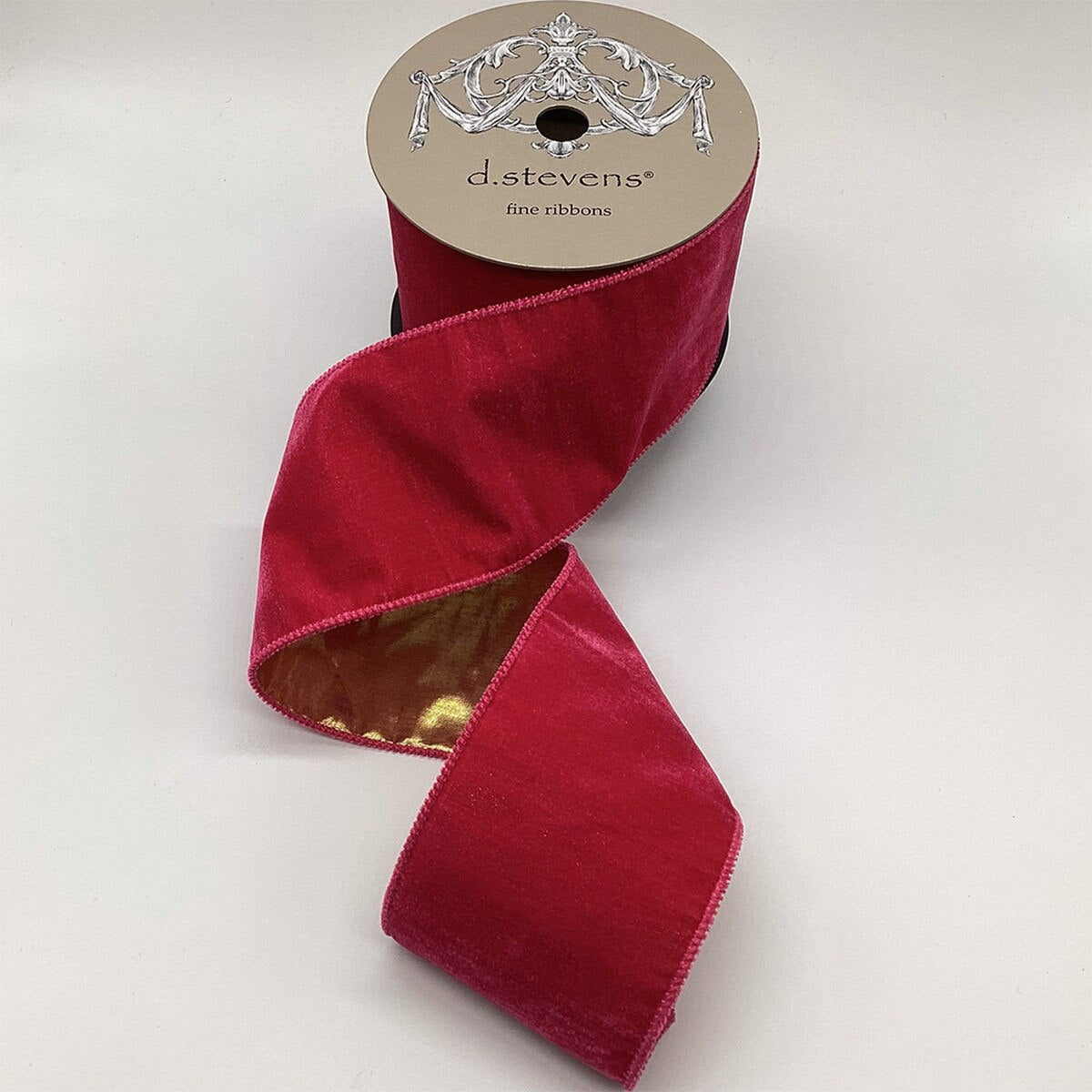 Hot Pink Velvet Gold Lame Back Ribbon 4 Inch x 10 Yards