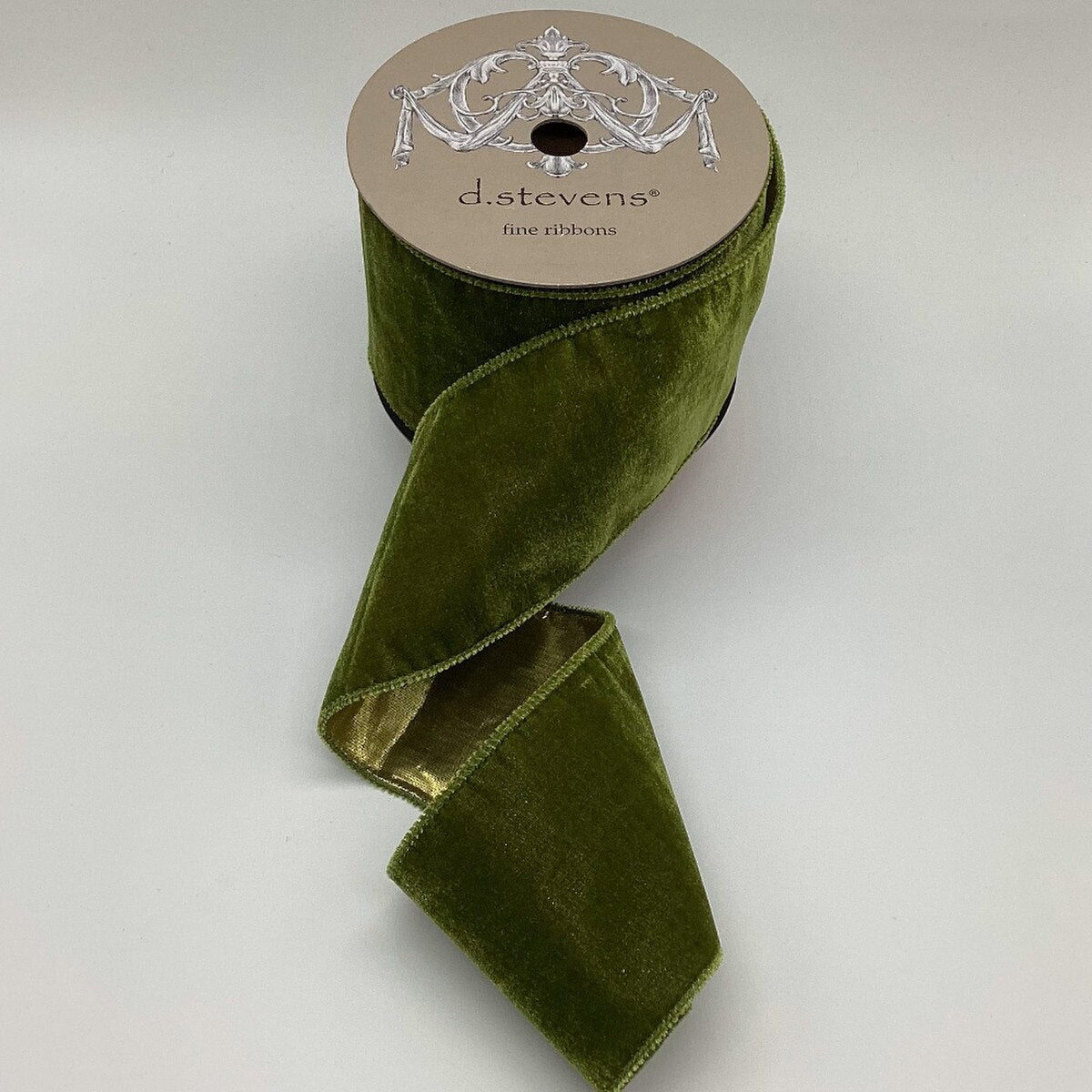 Moss Ribbon Velvet Gold Lame 4 Inch x 10 Yards
