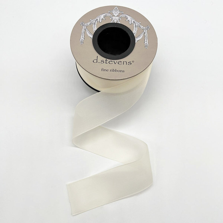 Ivory Chiffon Ribbon 1.5 Inch Filament Edge 25 Yards