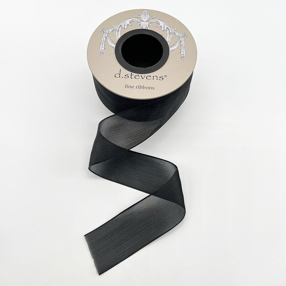 Black Chiffon Filament Edge Ribbon 1.5 Inch x 25 Yards