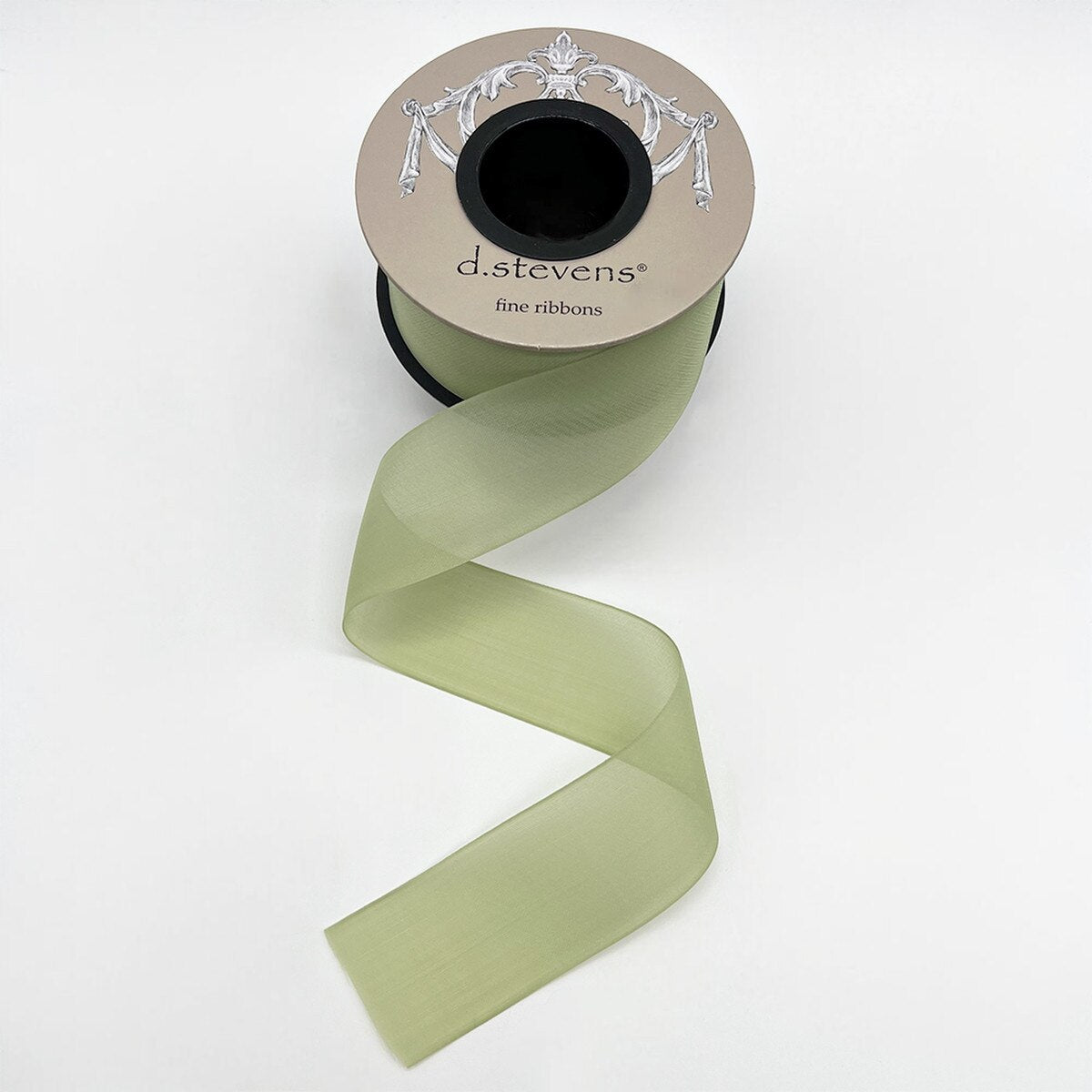 Olive Chiffon Filament Edge Ribbon 1.5 Inch x 25 Yards