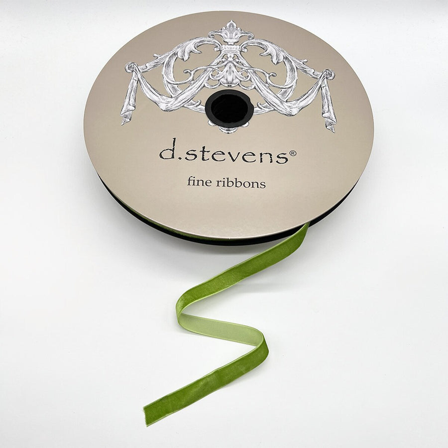Basil Green Velvet Ribbon 8 Inch X 50 Yards