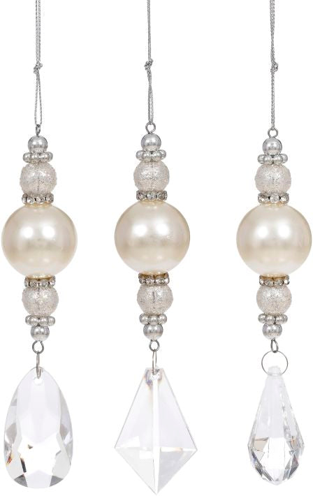Pearl Dangle Ornament, Assortment of 3 - 5 Inches
