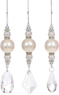 Pearl Dangle Ornament, Assortment of 3 - 5 Inches