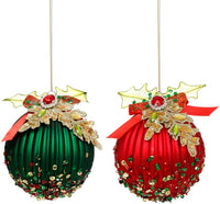 Holly Beads Ornament, Set of 6 - 5 Inches