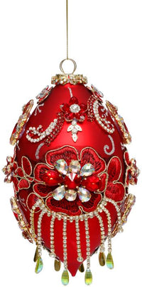 King's Jewel Finial Ornament, Red - 8 Inches