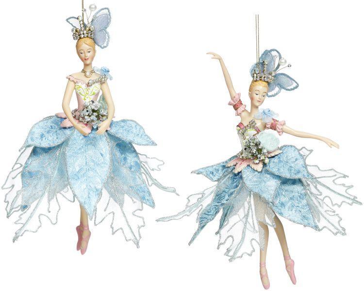 Ballerina Ornaments, Blue, Assortment of 2 - 10 Inches