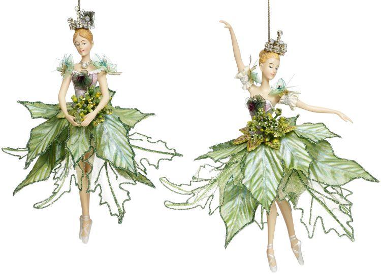 Ballerina Ornaments, Green, Assortment of 2 - 10 Inches