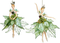 Ballerina Ornaments, Green, Assortment of 2 - 10 Inches