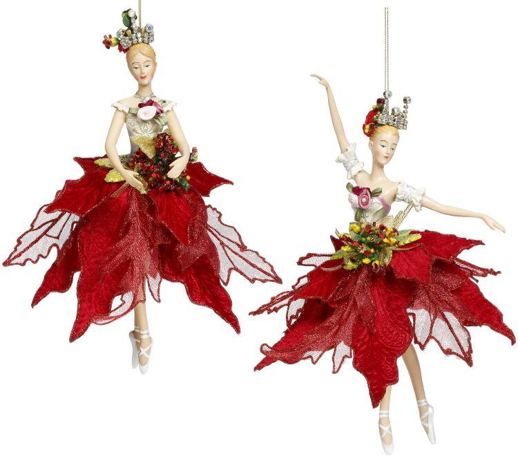 Ballerina Ornaments, Red, Assortment of 2 - 10 Inches