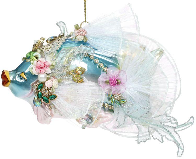 Jewel of the Sea Fish Ornament , Blue - 8 x 7 Inches