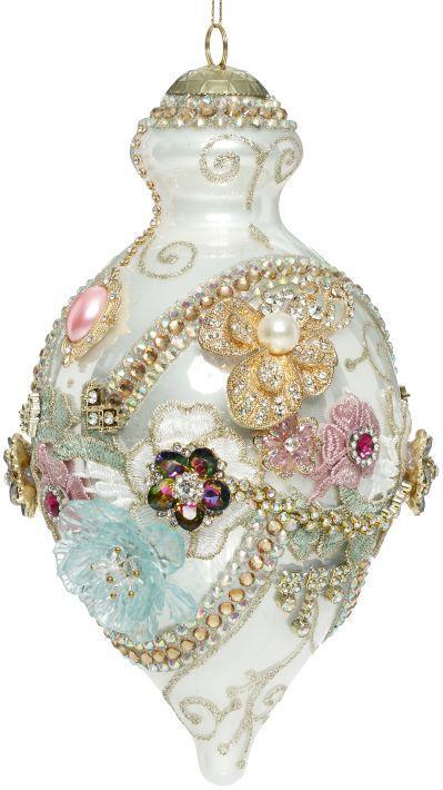 Kings Jewel Fancy Finial Ornament, White - 8 Inches