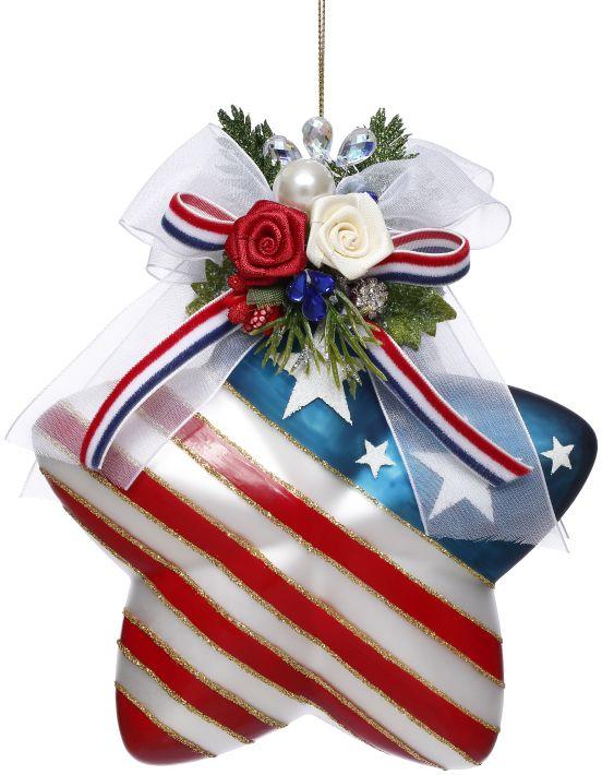 Stars and Stripes Star Ornament - 6 Inches