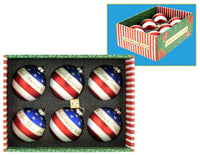 Patriotic Ball Ornament, Box of 6 - 4 Inches