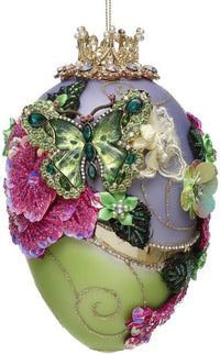 Faberge Jewel Egg Ornament, Green/Purple- 7 Inches