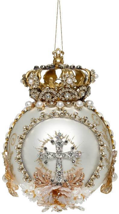 Crown Jewels Ornament, White - 7 Inches