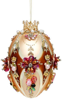 Faberge Jewel Egg Ornament , Gold/Brown  - 7 Inches