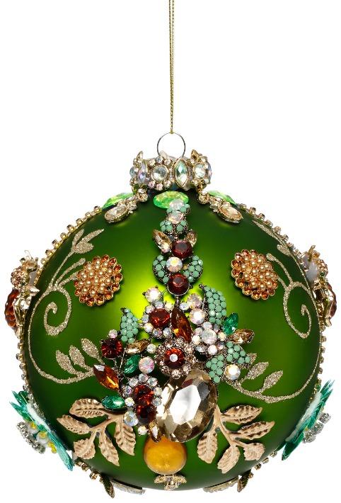 Kings Jewel Ball Ornament, Green - 5 Inches