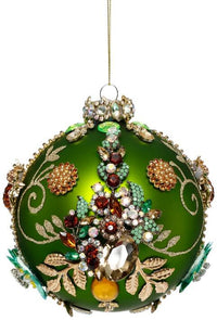 Kings Jewel Ball Ornament, Green - 5 Inches
