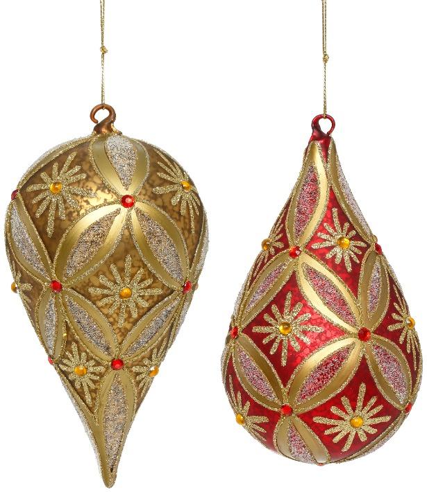 Snowflake Teardrop Ornament, Box of 4  6.5 Inches