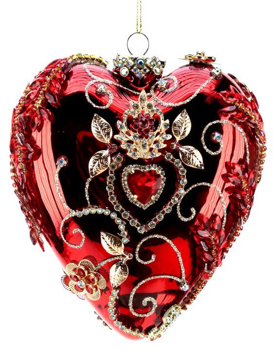 Jeweled Heart Ornament - 6 Inches