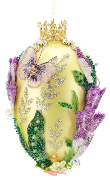 Faberge Jeweled Egg Ornament, Yellow - 7 Inches