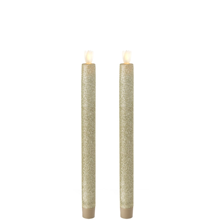 *SB*10" Moving Flame Glittered Taper Candles