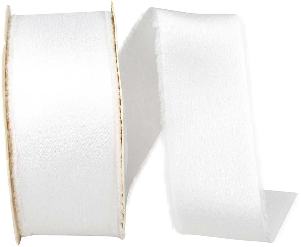 White 1-1 2 Inch Frayed Edge Silk Touch Ribbon for Wreaths & Bows