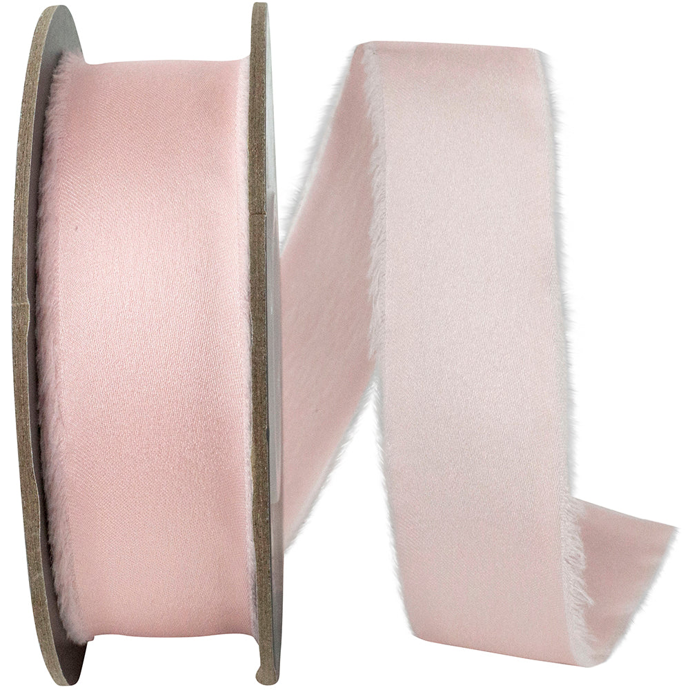 Light 1 Inch Frayed Edge Silk Touch Ribbon for Wreaths & Bows