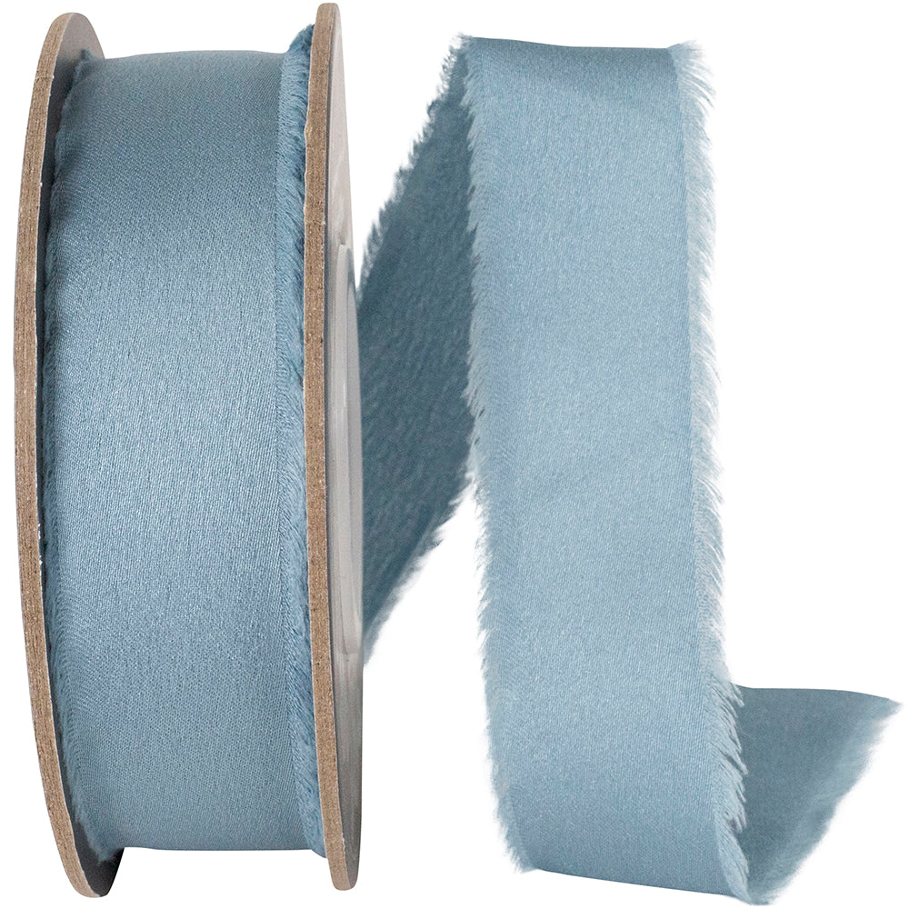 Bluestone 1 Inch Frayed Edge Silk Touch Ribbon for Wreaths & Bows