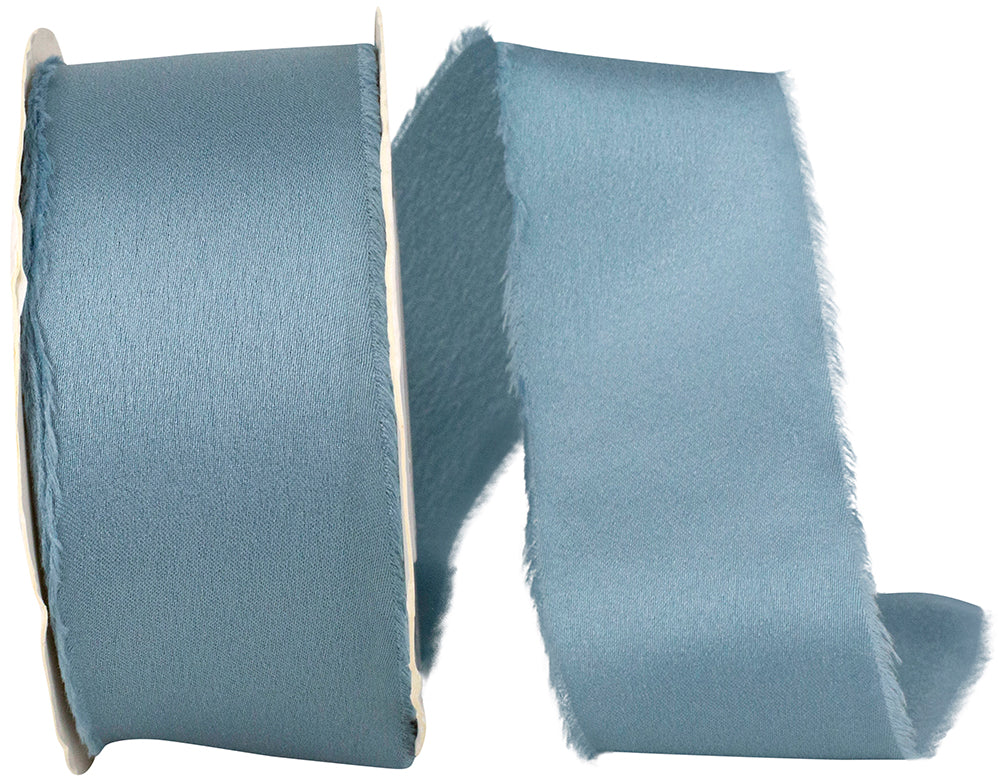Bluestone 1-1 2 Inch Frayed Edge Silk Touch Ribbon for Wreaths & Bows