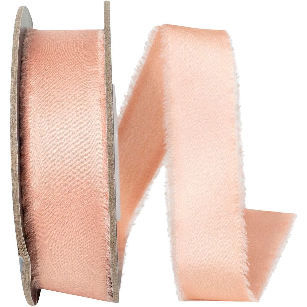 Rose 1 Inch Frayed Edge Silk Touch Ribbon for Wreaths & Bows
