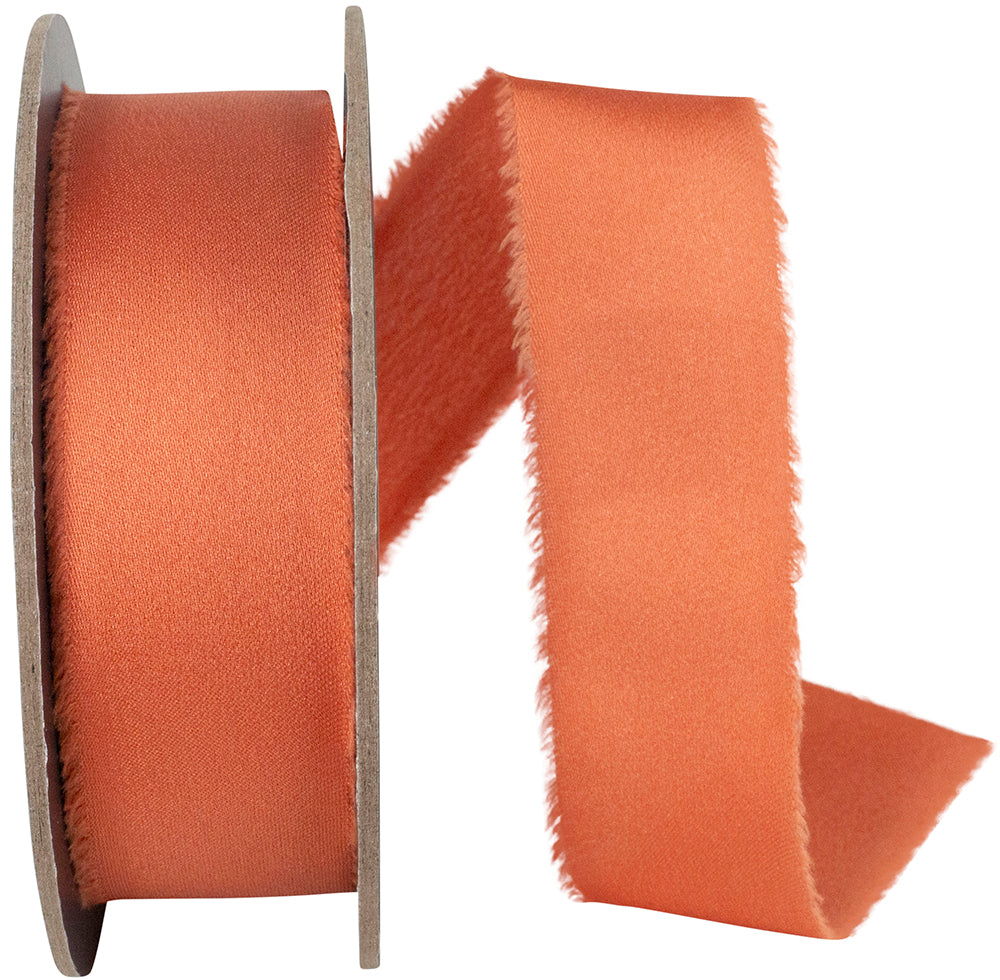 Ginger 1 Inch Frayed Edge Silk Touch Ribbon for Wreaths & Bows