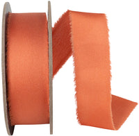 Ginger 1 Inch Frayed Edge Silk Touch Ribbon for Wreaths & Bows